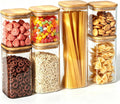 7 Pack Square Glass Storage Containers with Lids, Multi-Size Canisters Sets for the Kitchen & Pantry food storage jar – Ideal for Storing Pasta, Cereal, Flour, Sugar, Nuts, Coffee Beans & More