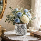 Ceramic-Planters-for-Indoor-Plants with Saucer, 6 inch Vintage Ice Crackle Glaze Plant Pots with Drainage Holes, Decorative Flower Pots for Outdoor Garden Home Decor, Tuscan Pot for Plant