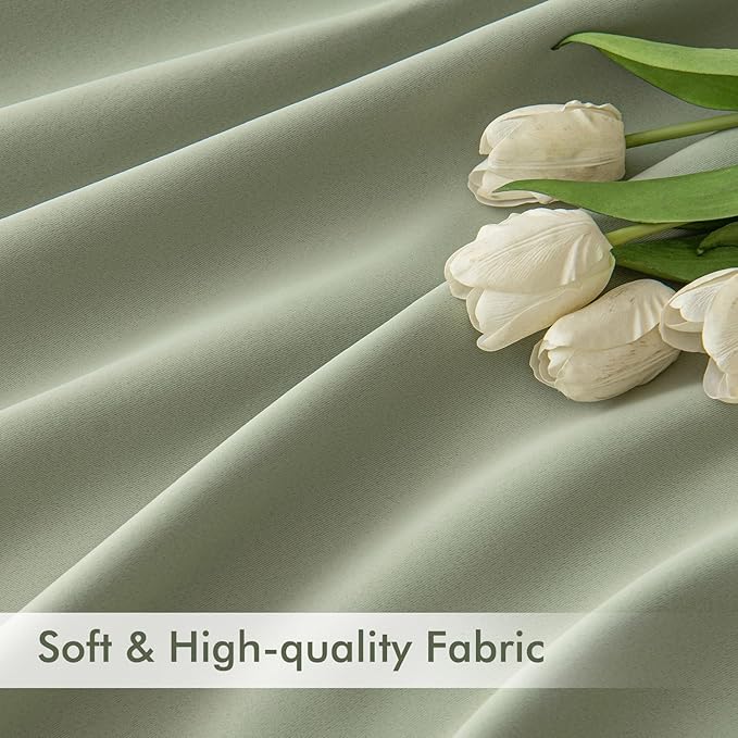 MIULEE Back Tab Sage Green Curtains 84 Inch Length 2 Panels Set - Image 6