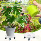 M METERXITY Plant Stand with Wheels, Heavy Duty Metal 12 Inch OD Rolling Plant Stand for Indoor and Outdoor,Swivel Casters Rotate Freely Without Damaging Floors [11.02 ID, White]