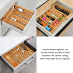 Utoplike Bamboo Cutlery Silverware Tray, Small Utensils Drawer Organizer