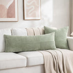 Fancy Homi Set of 2 Sage Green Boho Long Lumbar Body Decorative Throw Pillow - Image 5