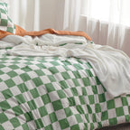 Bedsure Green Comforter Twin Size, Soft Checkered Bedding for Boys 2 Pcs