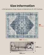 AMADA HOMEFURNISHING 8x10 Washable Area Rug, Low-Profile - Image 2