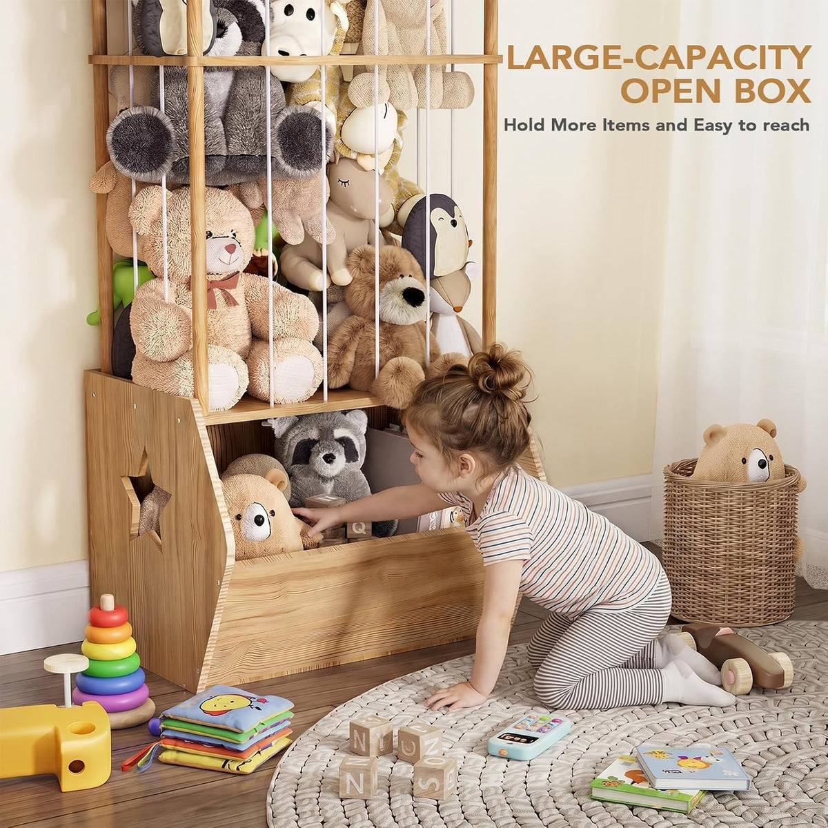 BBLIKE Stuffed Animal Storage Organizer, Plush Toy Holder with Toy Chest