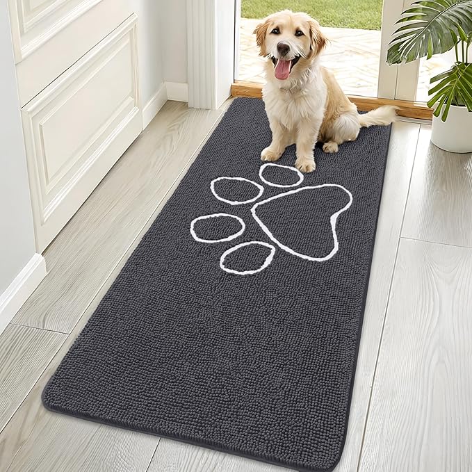 OLANLY Dog Door Mat for Muddy Paws 70x35, Paw Print Design, Absorbs Moisture by OLANLY