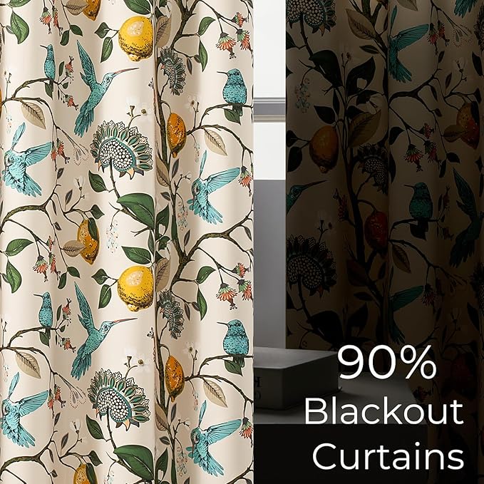 Topfinel Floral Curtains 90 Inches Long 2 Panels Unique Natural Beige Luxury - Image 3