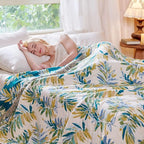MSGKV Boho Throw Blanket for Couch Cotton Leaves Blanket 50"x60" Throws for - Image 7