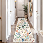 2x10 Washable Hallway Runner Rug: Long Floral Scalloped Soft Runners by HYHAOYUNLAI