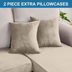 Couch Cover 3-Piece Elastic Velvet Couch Cushion Covers & Chaise Slipcovers - Image 6
