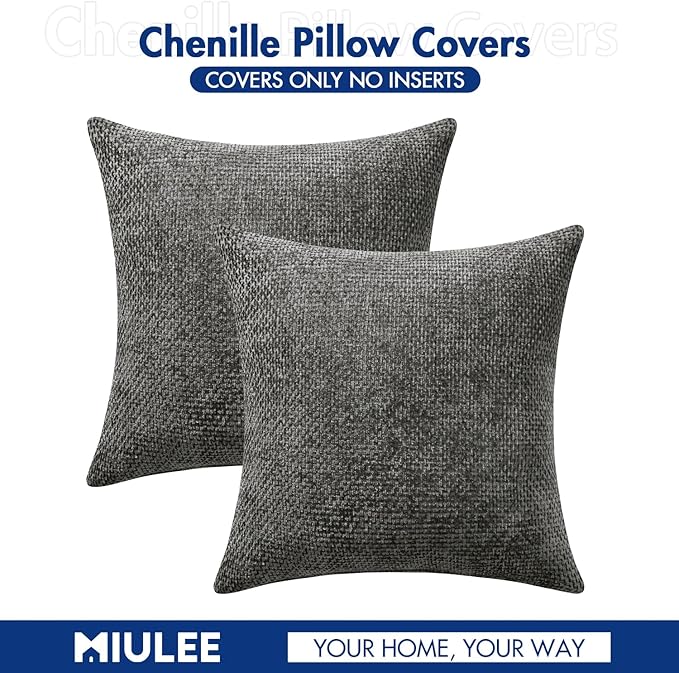 MIULEE Pack of 2 Couch Throw Pillow Covers 18x18 Inch Dark Gray Modern Boho - Image 7