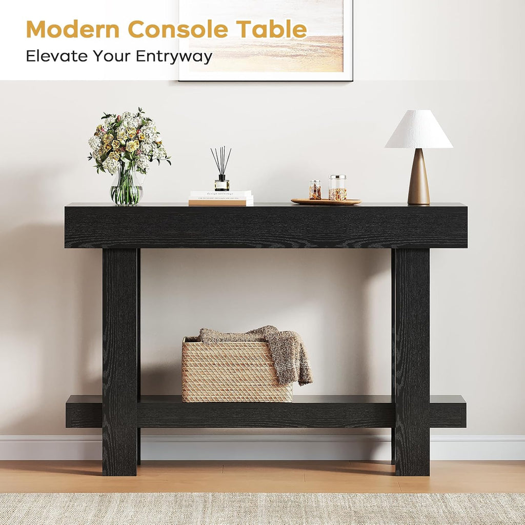 Console Table for Entryway, 47.2" Narrow Farmhouse Sofa Table Black