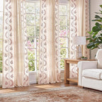 jinchan Belrose Linen Curtains for Bedroom Floral Curtains 96 Inch Length Linen - Image 3