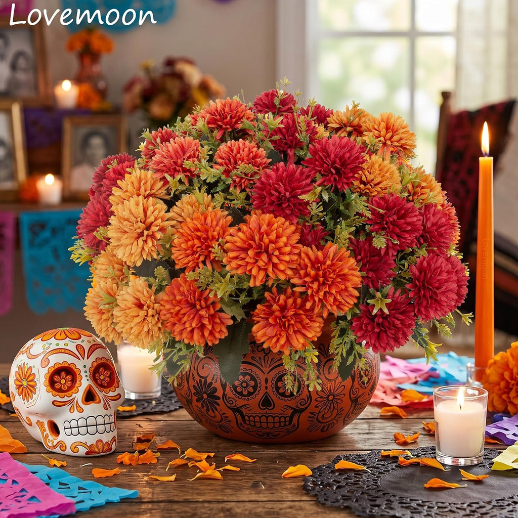 lovemoon Artificial Chrysanthemums Flowers for Outdoors, Fall