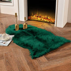 duduta Emerald Green Faux Sheepskin Throw Rug 2x3 ft, Fluffy Shag Small Bedside - Image 6