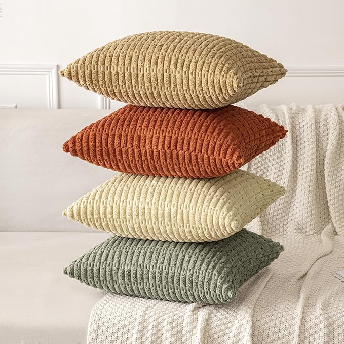 MIULEE Pack of 2 Corduroy Decorative Throw Pillow Covers 18x18 Inch Soft Boho - Image 8