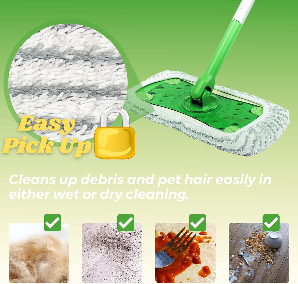 4-Pack Heavy-Duty Scrub Mop Pads for Swiffer Sweeper, Washable Refills