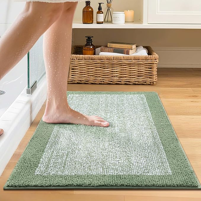 Bathroom Rugs 24x17 Non Slip Washable, Soft Absorbent Quick Dry Mats - Image 2