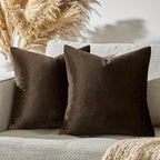 GIGIZAZA Brown Velvet Pillow Covers 16x16, Square Solid Throw Pillow Covers - Image 5