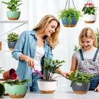 Hanging Planters, 4 Pack, Self-Watering, 7.5 Inch, Blue