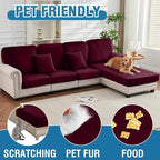 Couch Cover 6-Piece Elastic Velvet Couch Cushion Covers & Chaise Slipcovers - Image 3