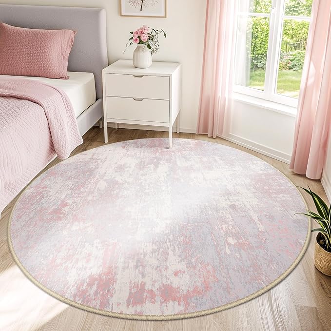 Washable Area Rugs 6ft Non-Slip Modern Abstract Soft by RELEANY
