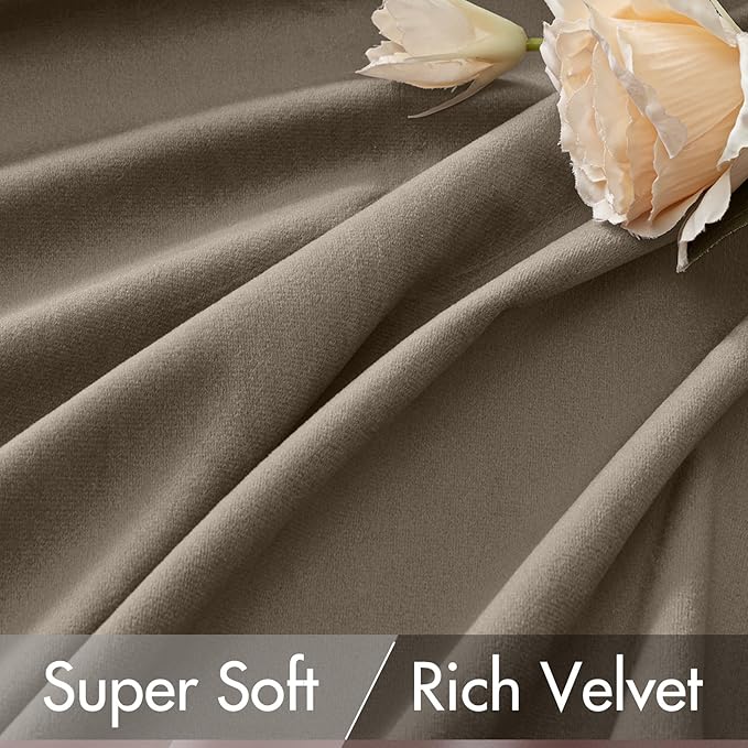 MIULEE Taupe Velvet Curtains 90 inches - Image 4