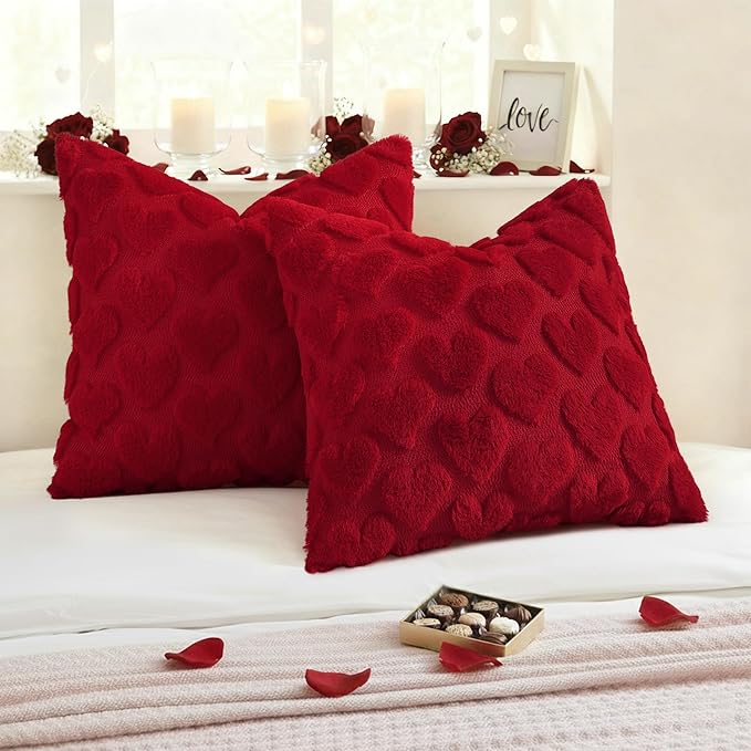decorUhome Valentine’s Day Soft Plush Throw Pillow Covers 20x20 Inch Set of 2 - Image 3