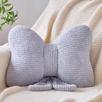 Bow Pillow, Decorative Throw Pillows with Soft Plush, Bow Throw Pillow for Couch Bed, Home Decor Bow Shaped Pillow for Bedroom Living Room (Grey, 12 Inches)