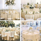 4 Pack 90 Inch Round Tablecloth Polyester Washable Table Covers for Wedding Dining Table Buffet Parties Banquet Decor（Champagne）