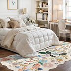 Washable 4x8 Wide Runner Rug: Hallway Entryway Non Slip Scalloped Floral Rug - Image 3