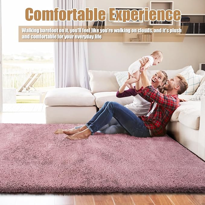 Shag Area Rug for Bedroom 4x6, Blush Fluffy Area Rugs for Living Room, Soft - Image 6