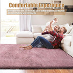 Shag Area Rug for Bedroom 5x8, Blush Fluffy Area Rugs for Living Room, Soft - Image 6