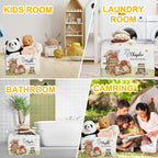 Book Theme Foldable Storage Basket with Handles, Waterproof Fabric Organizer Boxes for Toy and Book Storage, Cube Box for Nursery and Study Room, Gifts for Boys and Girls, Cute Bookshelf Decor
