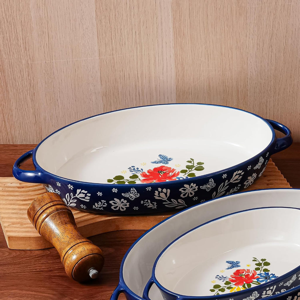 Wisenvoy Baking Dish Casserole Dish Ceramic Au Gratin Baking Dish Lasagna Pan Oval Casserole Dishes for Oven