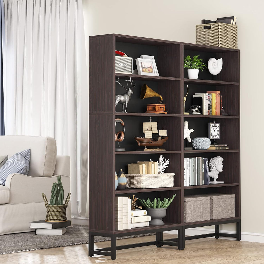 Tribesigns Tall Bookcase and Bookshelf, 70.8” Large Bookcases Organizer with 5-Tier Storage Shelves, Heavy Duty Free-Standing Library Bookshelf Shelving Unit for Living Room, Bedroom (Dark Walnut)