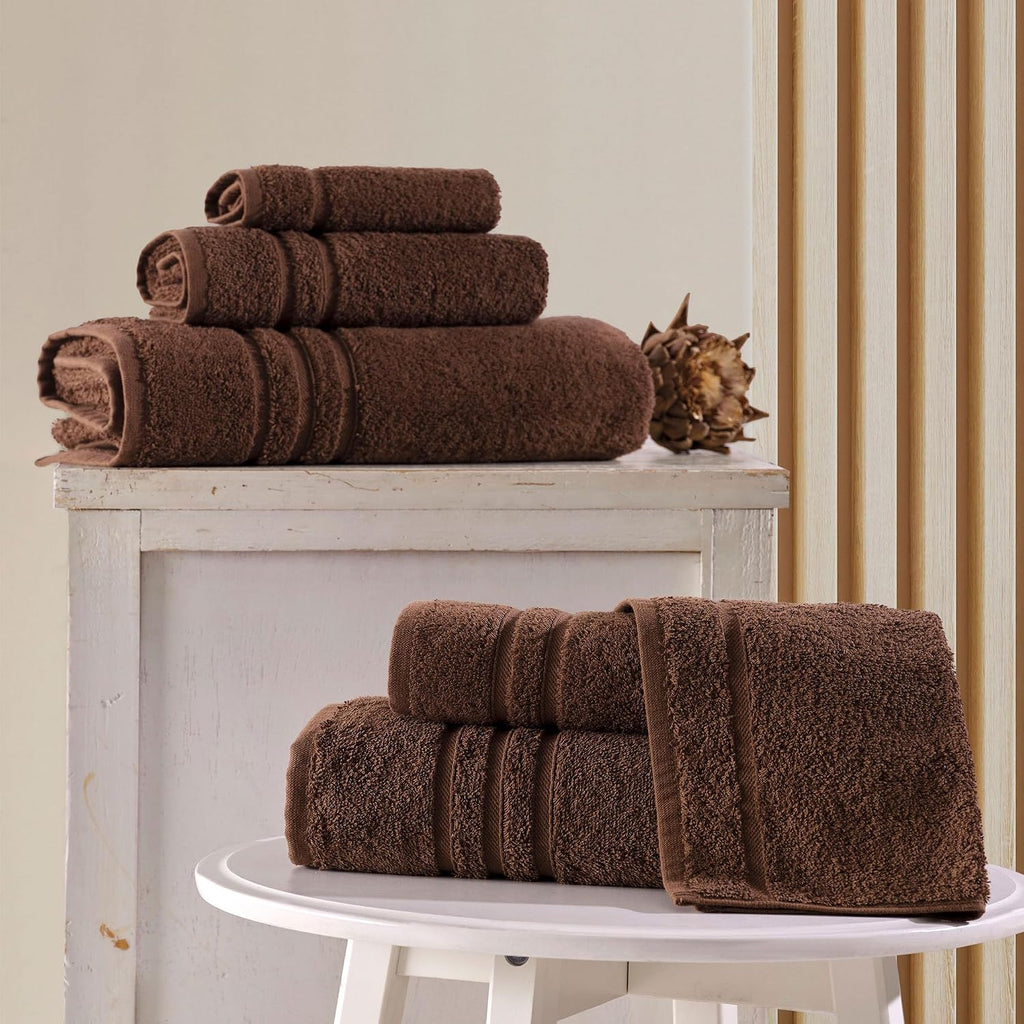 Hawmam Linen Towel Set, Turkish Cotton, 6 Pack, Brown