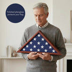Americanflat Large Flag Display Case for Folded 5x9.5' Burial Flags - Engineered Wood Display Box for Wall or Tabletop - Silhouette Collection - Mahogany