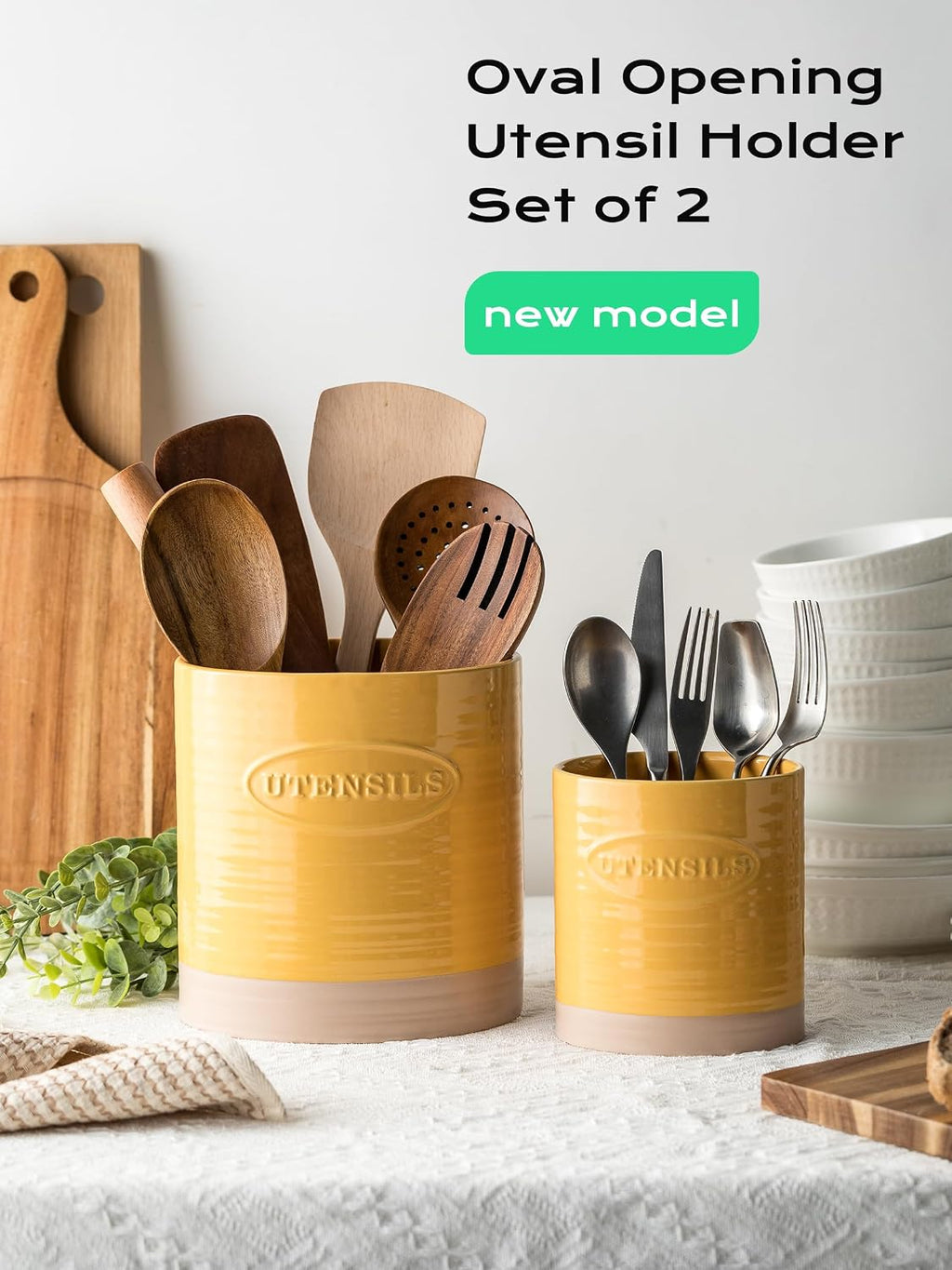 YHOSSEUN Kitchen Utensil Holder Set of 2,Utensil Holder for Kitchen Counter