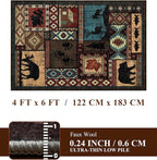 YIHOUSE Rustic Cabin Area Rug 4x6, Machine Washable Lodge Bear Rug, Non-Slip - Image 2