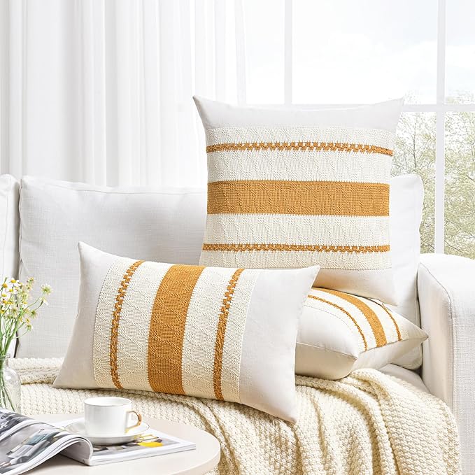 Fancy Homi Set of 1 Mustard Yellow Fall Lumbar Decorative Throw Pillow Cover - Image 6