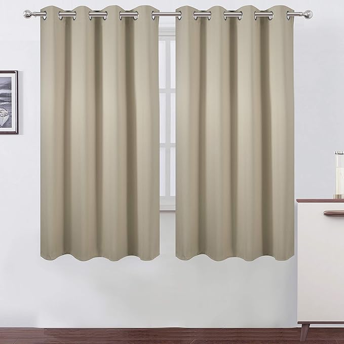 LEMOMO Beige Blackout Curtains 66 x 63 Inch Length/Set of 2 Curtain by Lemomo