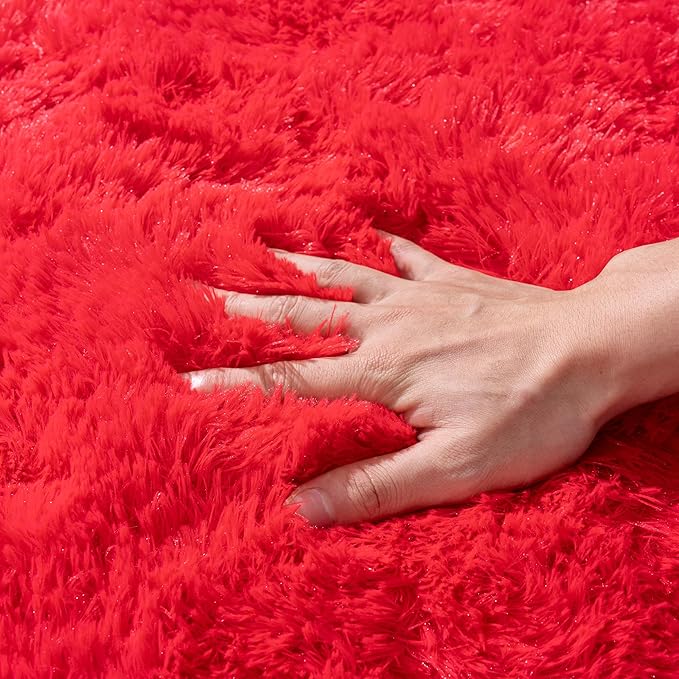 Small Area Rug, 2x3 Red Rug for Bedroom Shaggy Throw Rugs for Girls Room - Image 6