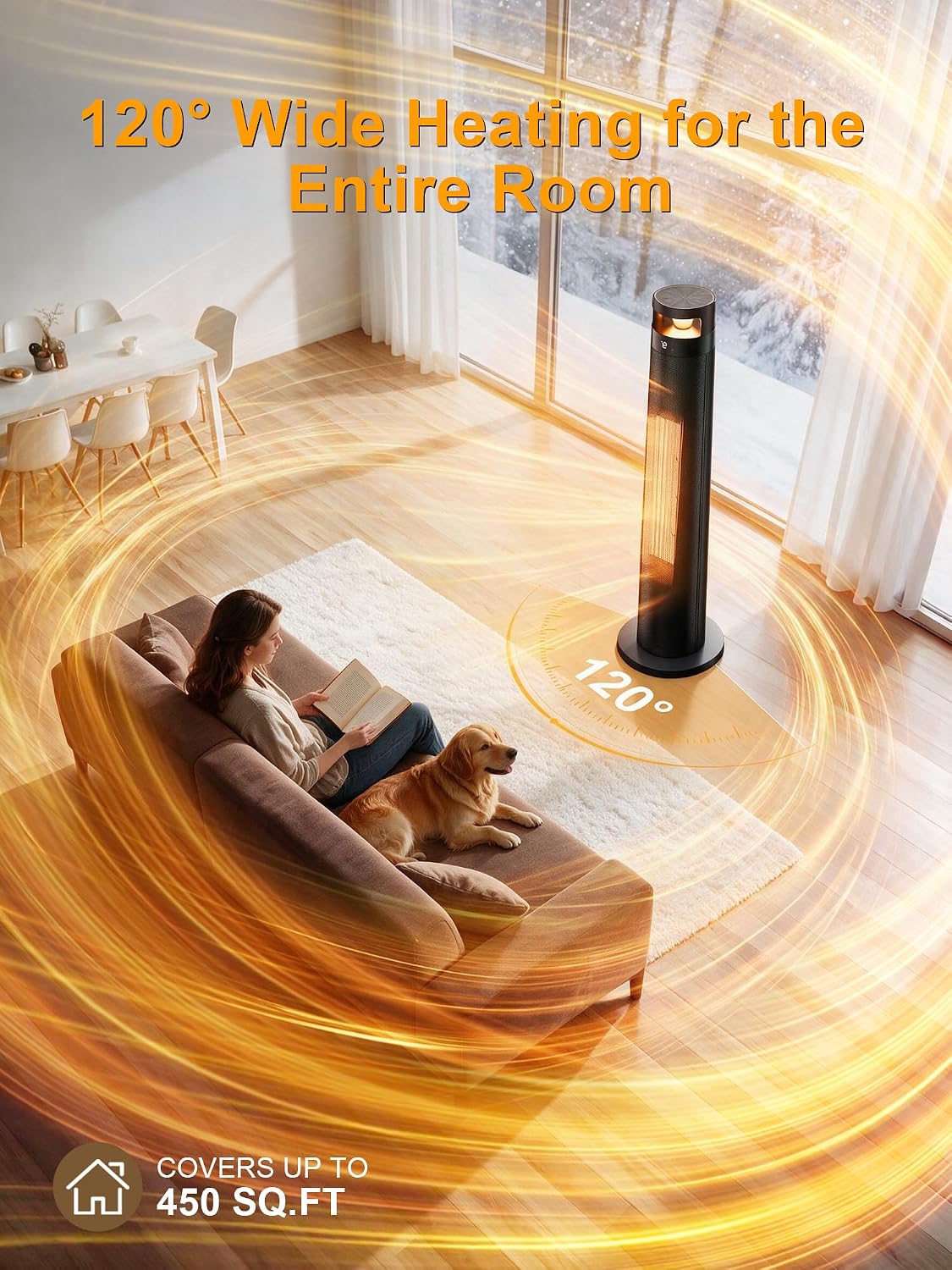 Uthfy 34'' Space Heaters for Indoor Use, 1500W Electric Heaters, 24H Timer