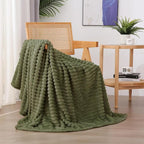 Olive Green Fleece Throw Blanket 50”×60” by linecooo