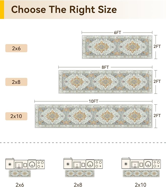 RELEANY Area Rugs 2'x6' Runner Rug Non Slip Washable - Image 2