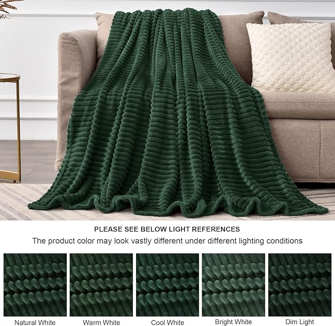 BEDELITE Fleece Throw Blanket for Couch – 3D Ribbed Jacquard Soft and Warm - Image 6