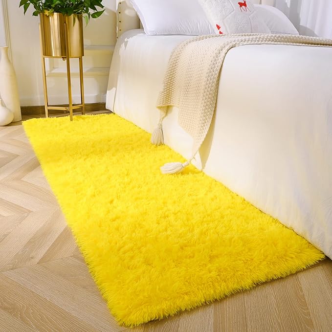 Amearea Shag Fluffy Runner Rug for Bedroom Girls Living Room, 2x6 Feet Extra by AmeareaDirect
