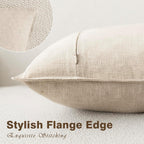 Foindtower Decorative Linen Lumbar Throw Pillow Covers 12x20 Natural Beige