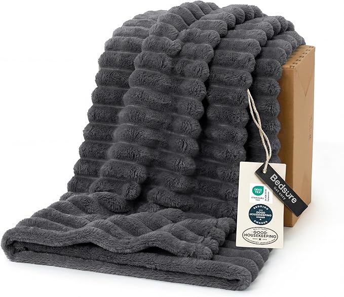 Bedsure GentleSoft Grey Fleece Blanket by BEDSURE